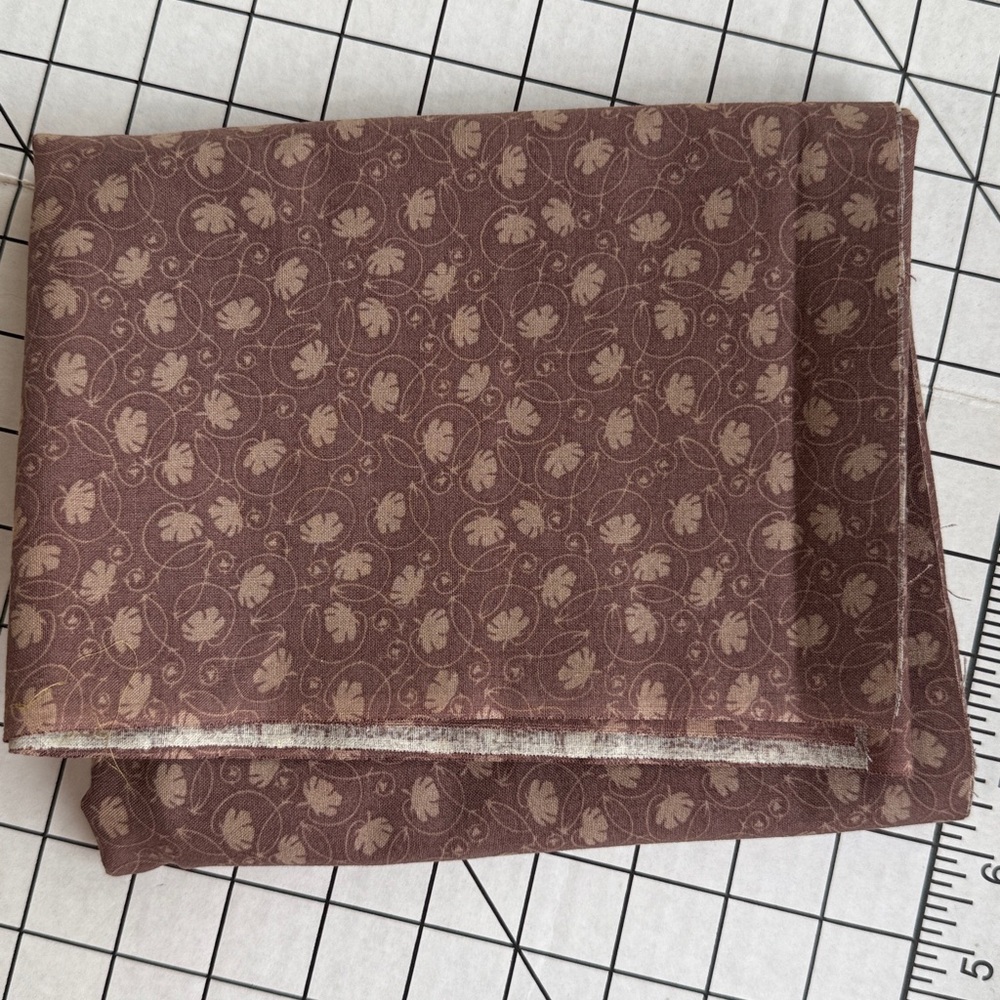 Civil War Reproduction Quilting Fabric – Brown Vine & Leaf Print – 7/8 Yard x 42
